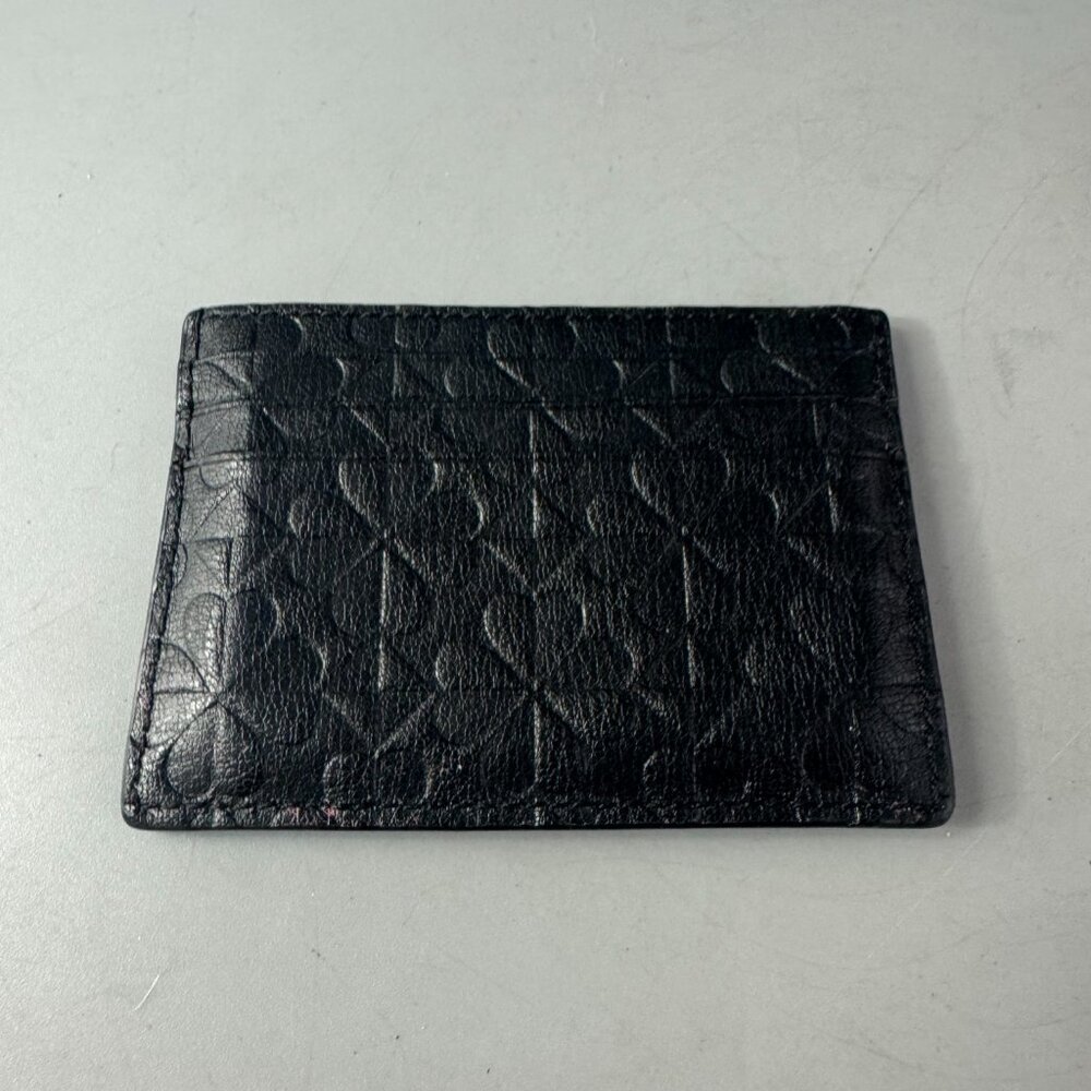 Kate Spade Small Card Holder Wallet Embossed Black Leather - Picture 5 of 10